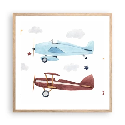 Poster in light oak frame - Mr Pilot We Are Waiting! - 60x60 cm