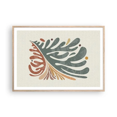 Poster in light oak frame - Multicolour Leaf - 100x70 cm