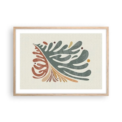 Poster in light oak frame - Multicolour Leaf - 70x50 cm