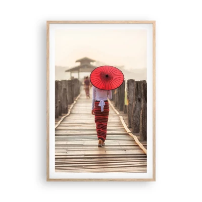 Poster in light oak frame - On an Old Bridge - 61x91 cm