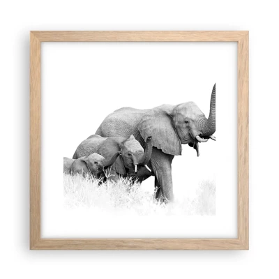 Poster in light oak frame - One, Two, Three - 30x30 cm