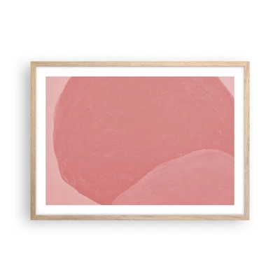 Poster in light oak frame - Organic Composition In Pink - 70x50 cm