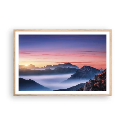 Poster in light oak frame - Over the Valleys - 91x61 cm