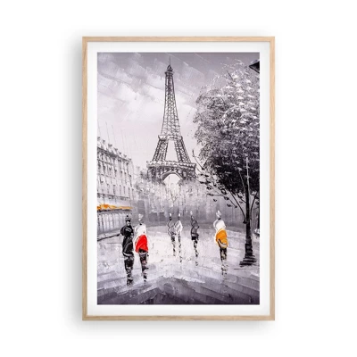 Poster in light oak frame - Parisian Walk - 61x91 cm