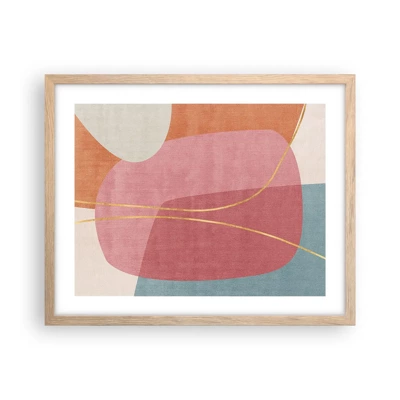 Poster in light oak frame - Pastel Composition with a Golden Note - 50x40 cm
