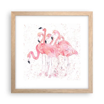 Poster in light oak frame - Pink Power - 30x30 cm