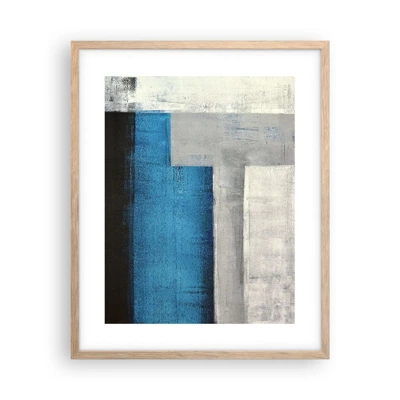 Poster in light oak frame - Poetic Composition of Blue and Grey - 40x50 cm