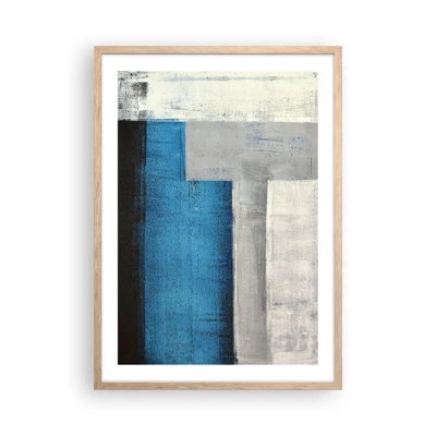 Poster in light oak frame - Poetic Composition of Blue and Grey - 50x70 cm