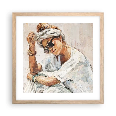 Poster in light oak frame - Portrait in Full Sun - 40x40 cm