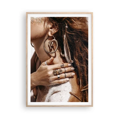 Poster in light oak frame - Queen of a Wild Beach - 70x100 cm