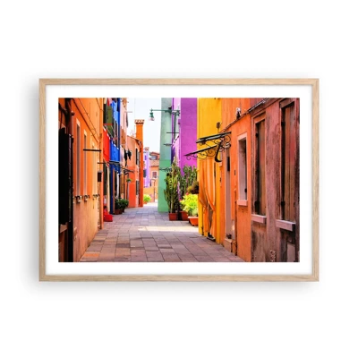 Poster in light oak frame - Rainbow Alley - 70x50 cm