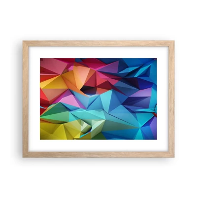 Poster in light oak frame - Rainbow Origami - 40x30 cm