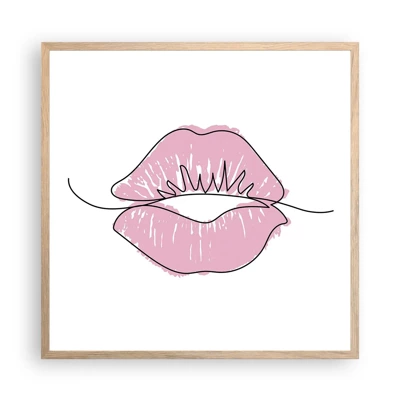 Poster in light oak frame - Ready for a Kiss? - 60x60 cm