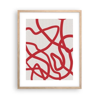 Poster in light oak frame - Red on White - 40x50 cm