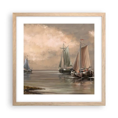 Poster in light oak frame - Return of Sailors - 40x40 cm