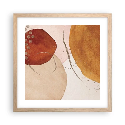 Poster in light oak frame - Roundness and Movement - 40x40 cm
