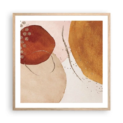 Poster in light oak frame - Roundness and Movement - 60x60 cm