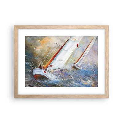 Poster in light oak frame - Running on the Waves - 40x30 cm