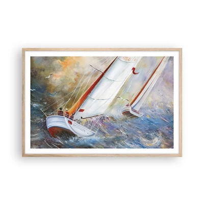 Poster in light oak frame - Running on the Waves - 91x61 cm