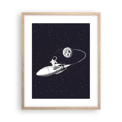 Poster in light oak frame - Space Surfer - 40x50 cm