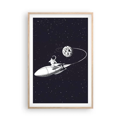 Poster in light oak frame - Space Surfer - 61x91 cm