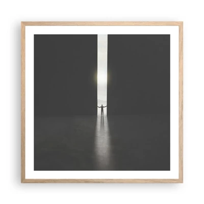 Poster in light oak frame - Step to Bright Future - 60x60 cm