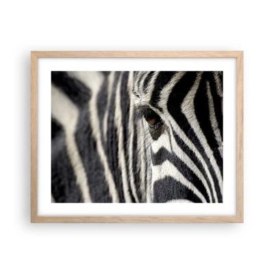 Poster in light oak frame - Striped Portrait - 50x40 cm