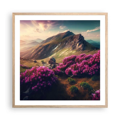 Poster in light oak frame - Summer in the Mountains - 60x60 cm