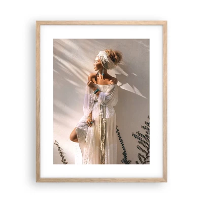 Poster in light oak frame - Sun and Girl - 40x50 cm