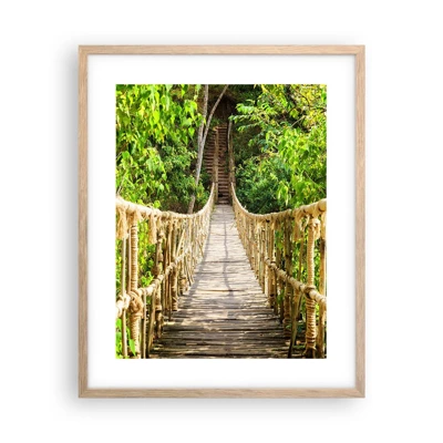 Poster in light oak frame - Suspended in Green - 40x50 cm