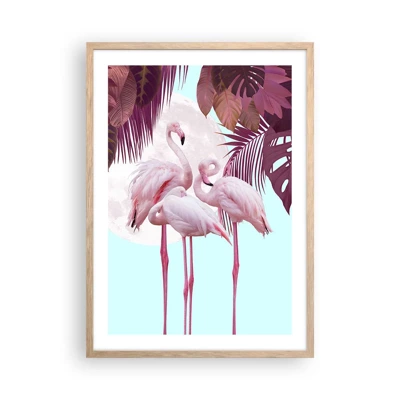 Poster in light oak frame - Three Bird Graces - 50x70 cm