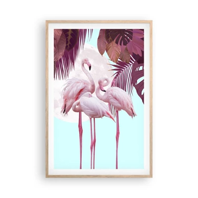 Poster in light oak frame - Three Bird Graces - 61x91 cm