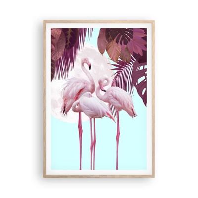 Poster in light oak frame - Three Bird Graces - 70x100 cm