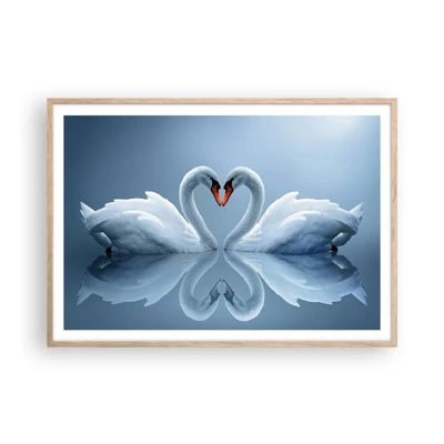 Poster in light oak frame - Time for Love - 100x70 cm