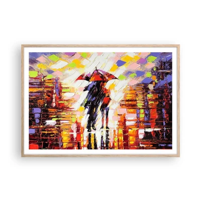 Poster in light oak frame - Together through Night and Rain - 100x70 cm