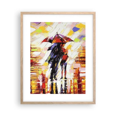 Poster in light oak frame - Together through Night and Rain - 40x50 cm