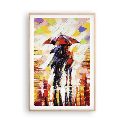 Poster in light oak frame - Together through Night and Rain - 61x91 cm