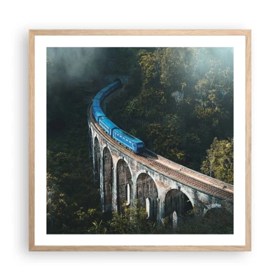 Poster in light oak frame - Train through Nature - 60x60 cm