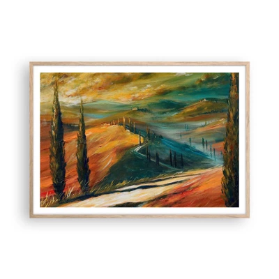 Poster in light oak frame - Tuscan Landscape - 100x70 cm
