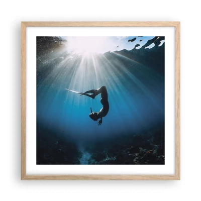 Poster in light oak frame - Underwater dance - 50x50 cm