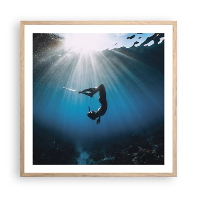 Poster in light oak frame - Underwater dance - 60x60 cm