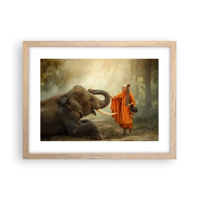 Poster in light oak frame - Unexpected Meeting - 40x30 cm