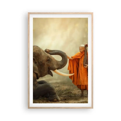 Poster in light oak frame - Unexpected Meeting - 61x91 cm