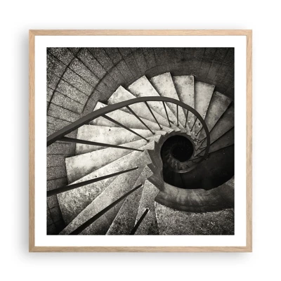 Poster in light oak frame - Up the Stairs and Down the Stairs - 60x60 cm