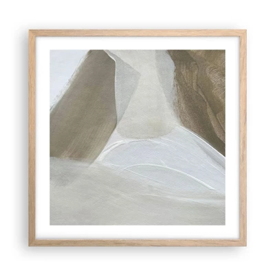 Poster in light oak frame - Waves of White - 50x50 cm