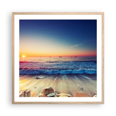 Poster in light oak frame - What Is behind the Horizon? - 60x60 cm