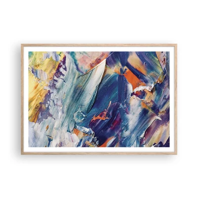 Poster in light oak frame - Whirlwind of Colour - 100x70 cm