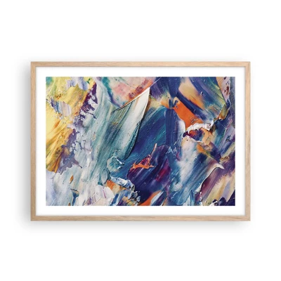 Poster in light oak frame - Whirlwind of Colour - 70x50 cm