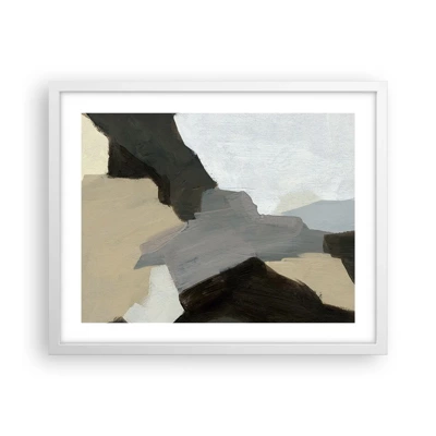 Poster in white frmae - Abstract: Crossroads of Grey - 50x40 cm
