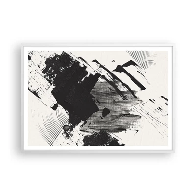 Poster in white frmae - Abstract - Expression of Black - 100x70 cm